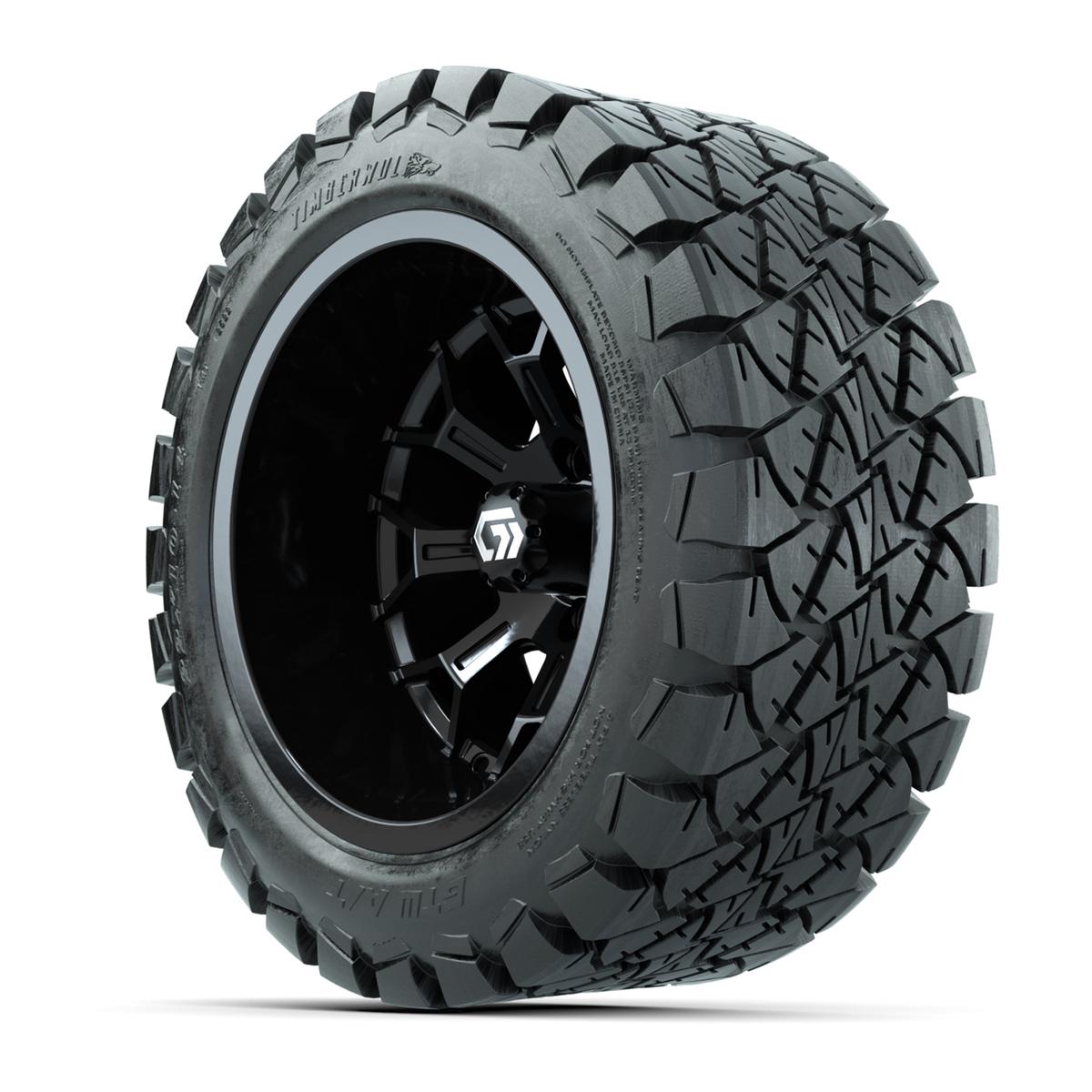 GTW&reg; Assault Gloss Black 14 in Wheels with 22X10-14 Timberwolf All-Terrain Tires - Full Set