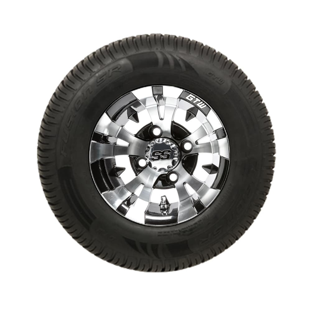 GTW Vampire Black and Machined Wheels with 20in Fusion DOT Approved Street Tires - 10 Inch