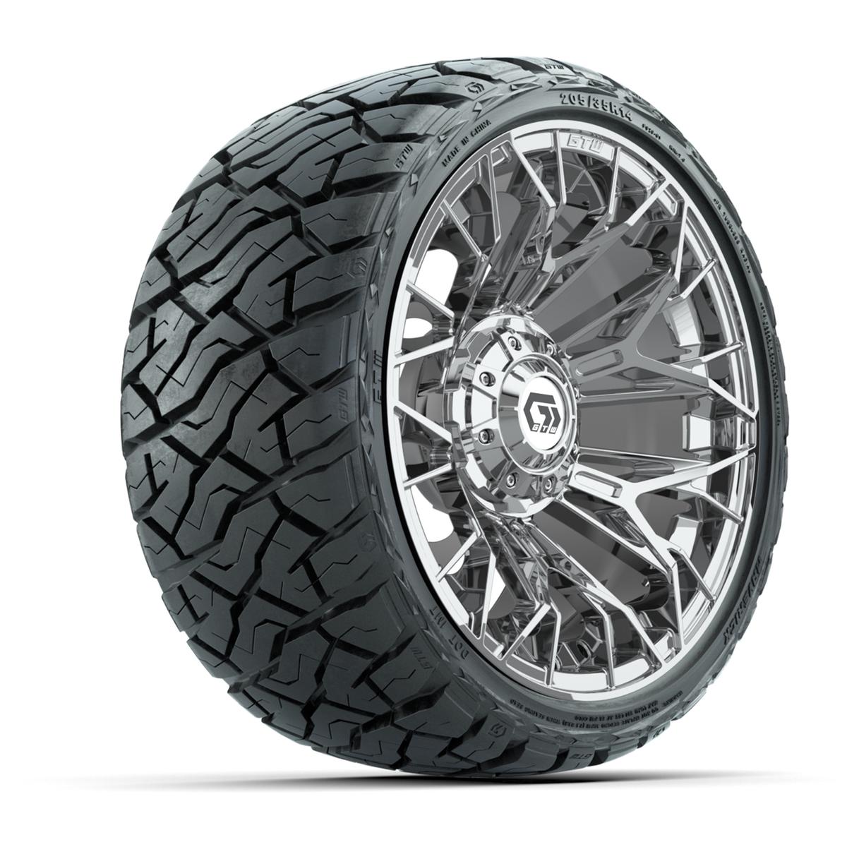 GTW Stellar Chrome 14 in Wheels with 205/35-R14 Maverick Low-Profile All-Terrain Tires – Full Set