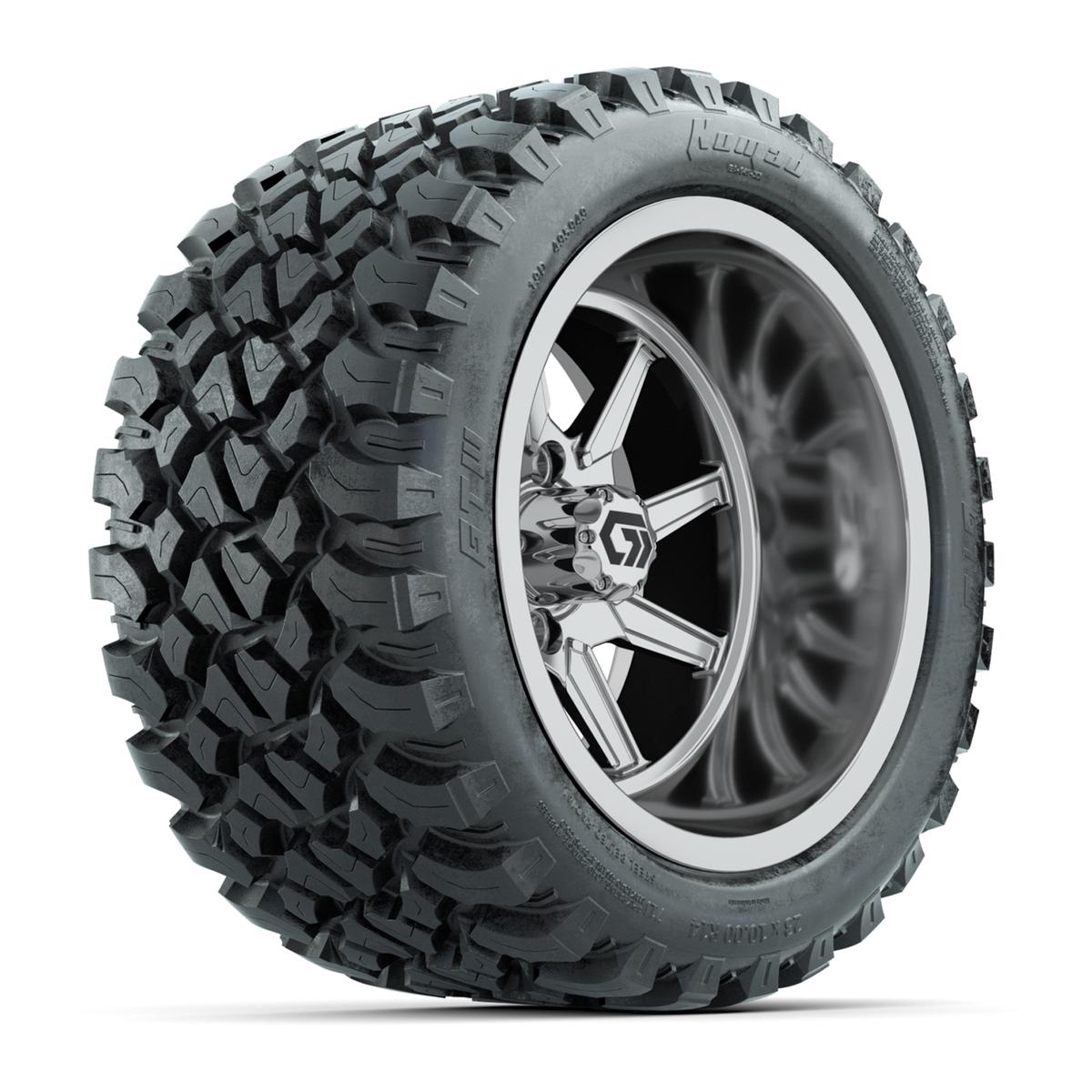 GTW&reg; Reaper Chrome 14 in Wheels with 23X10-R14 Nomad Steel Belt Radial All-Terrain Tires - Full Set