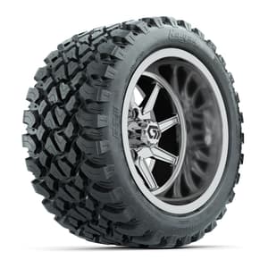 GTW&reg; Reaper Chrome 14 in Wheels with 23X10-R14 Nomad Steel Belt Radial All-Terrain Tires - Full Set