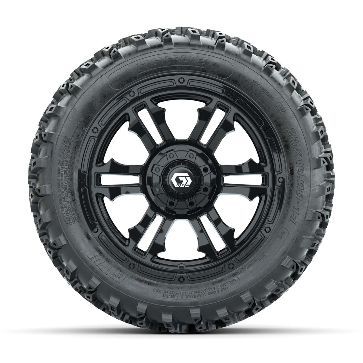 GTW&reg; Shogun Gloss Black 14 in Wheels with 23X10.00-14 Rogue All-Terrain Tires – Full Set