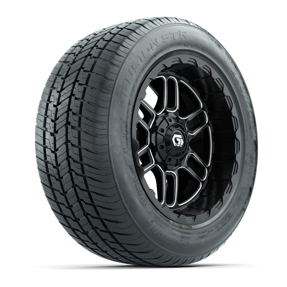 GTW&reg; Titan Black and Machined 14 in Wheels with 255/50-R14 Fusion STR DOT Approved Street Tires - Full Set