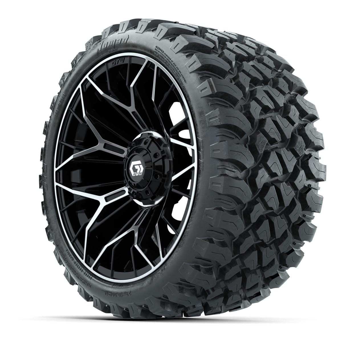 Set of (4) 15 in GTW® Stellar Machined & Black Wheels with 23x10-R15 Nomad All-Terrain Tire