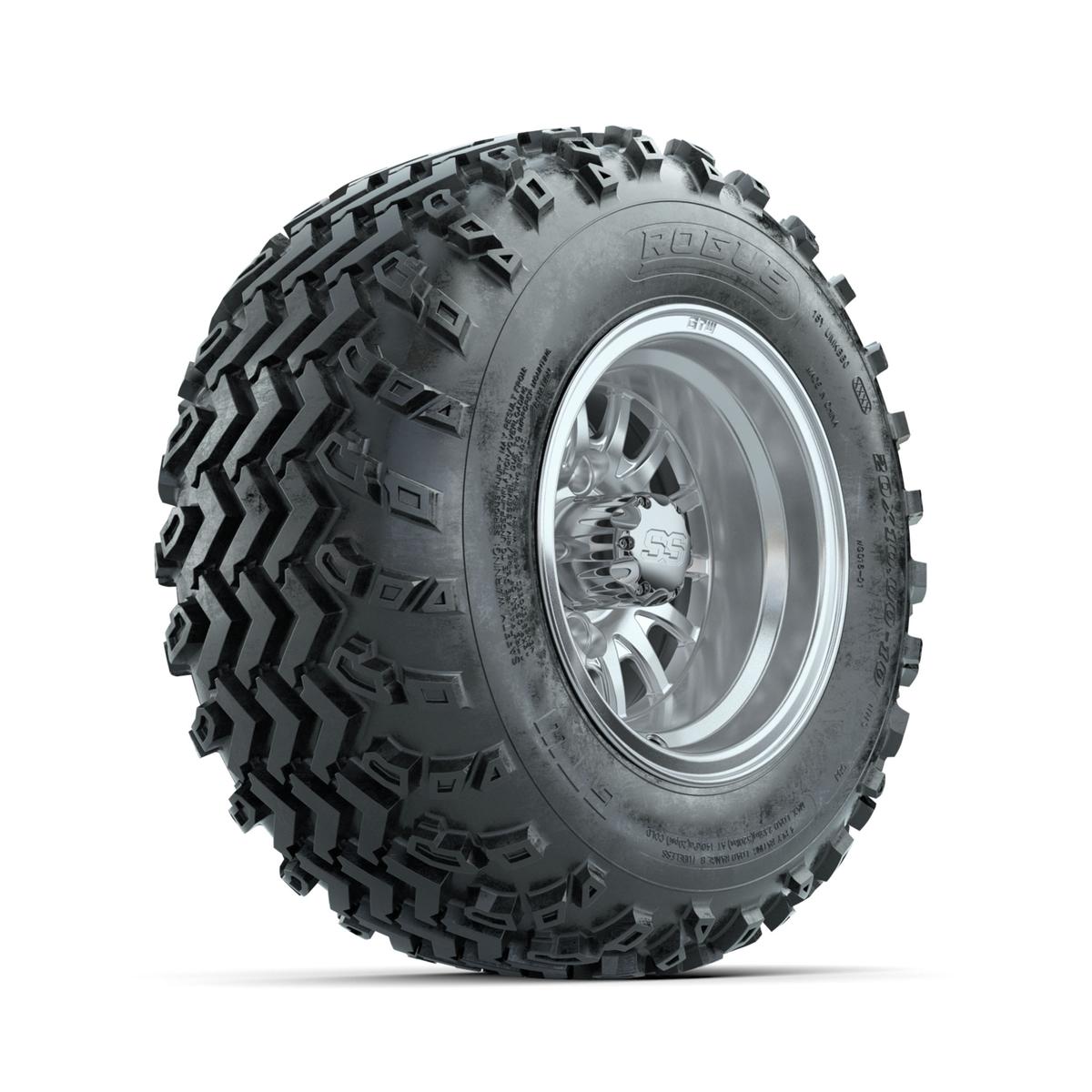 GTW Medusa Machined/Silver 10 in Wheels with 20x10.00-10 Rogue All Terrain Tires – Full Set