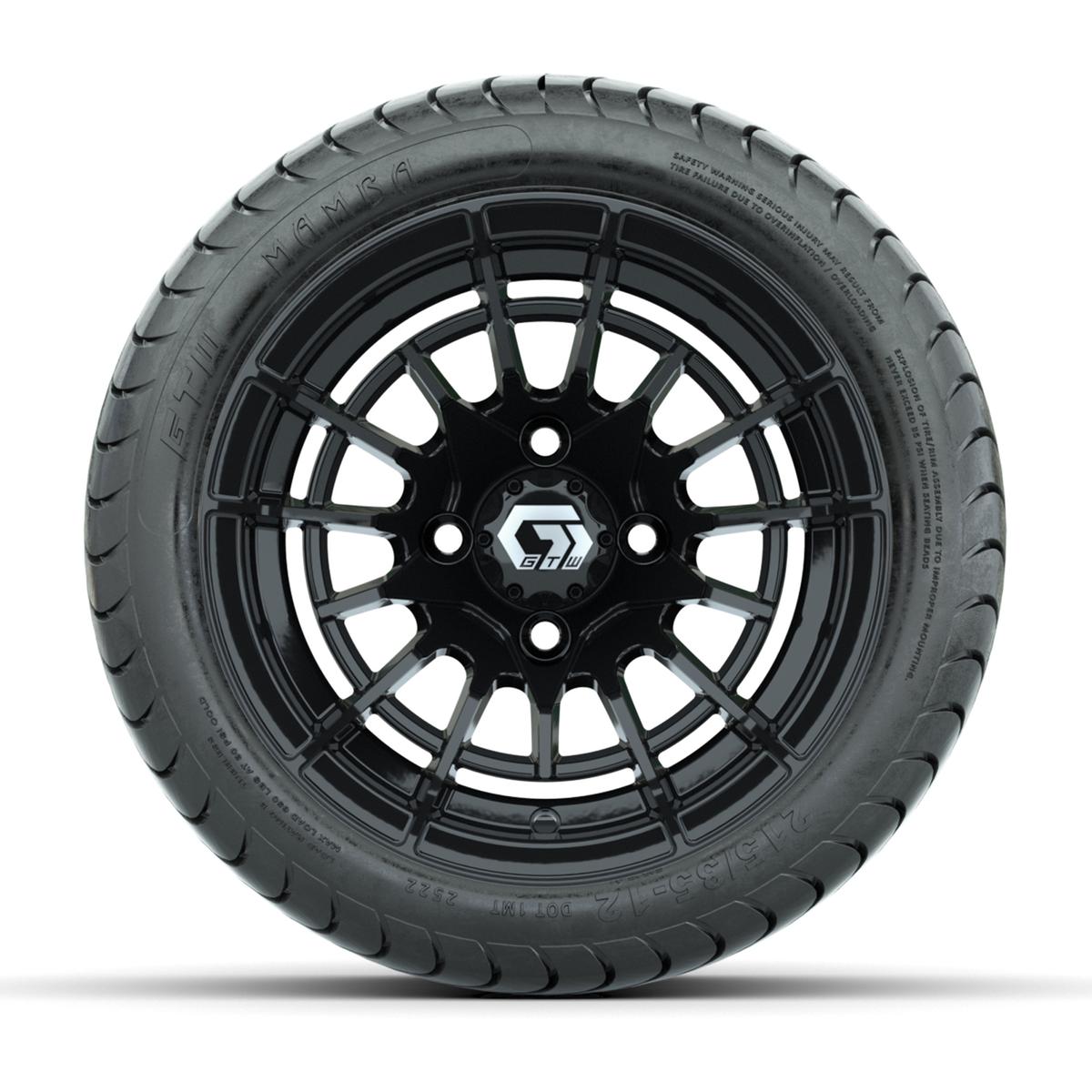 GTW® Boost Gloss Black 12 in Wheels with 215/35-12 Mamba Street Tires – Full Set