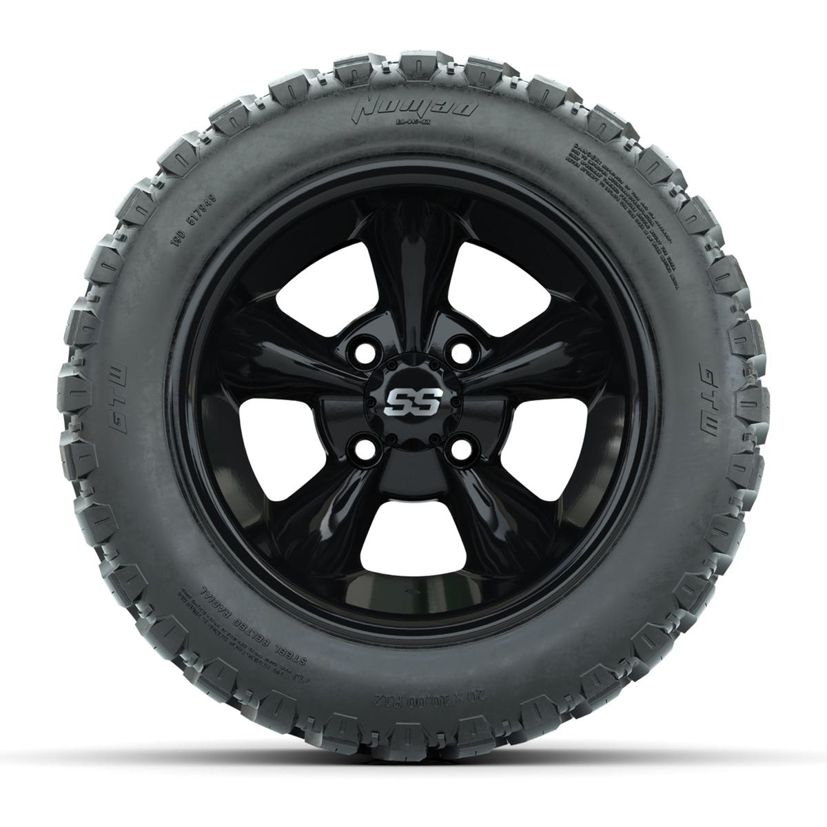 GTW&reg; Godfather Black 12 in Wheels with 20X10-12 Nomad Steel Belt Radial All-Terrain Tires – Full Set