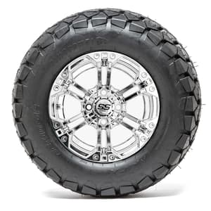 12” GTW Specter Chrome Wheels with 22” Timberwolf Mud Tires – Set of 4