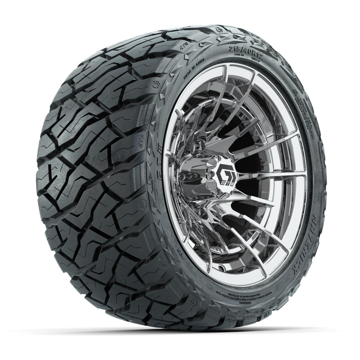 GTW Boost Chrome 12 in Wheels with 215/40-R12 Maverick Low-Profile All-Terrain Tires – Full Set