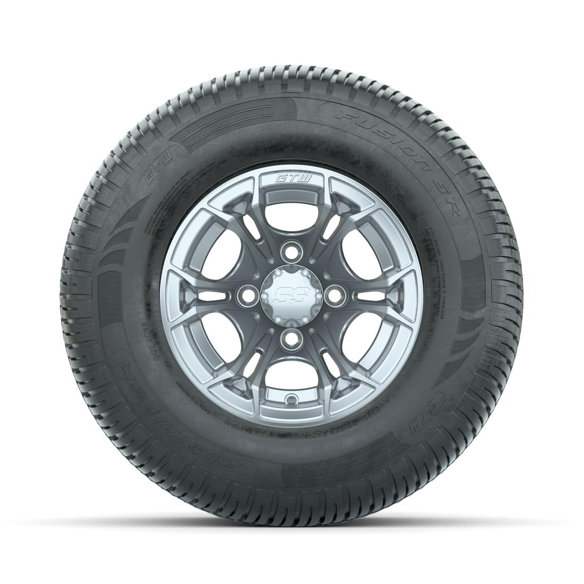 GTW Spyder Silver Brush 10 in Wheels with 205/65-R10 Fusion SR Steel Belted Radial Tires – Full Set