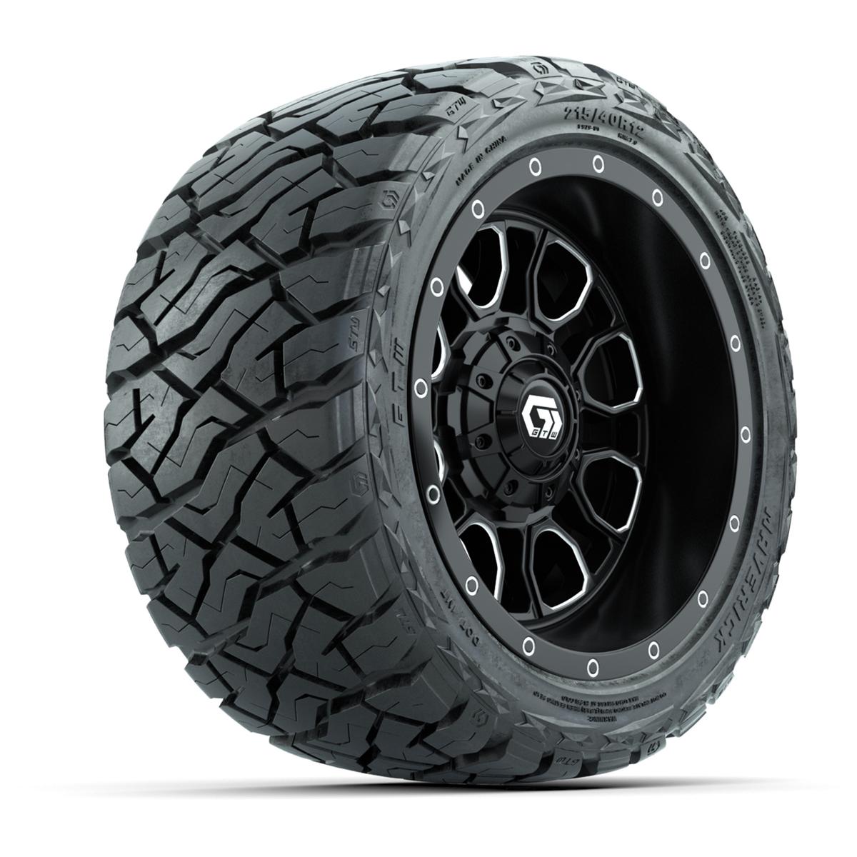 GTW Volt Black/Machined 12 in Wheels with 215/40-R12 Maverick Low-Profile All-Terrain Tires – Full Set