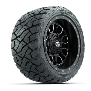 GTW Volt Black/Machined 12 in Wheels with 215/40-R12 Maverick Low-Profile All-Terrain Tires – Full Set