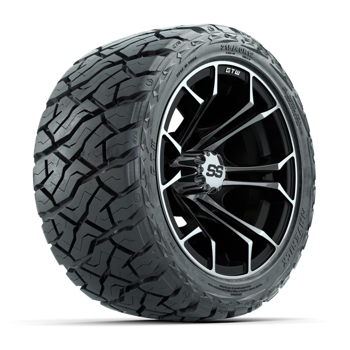 GTW Spyder Black/Machined 12 in Wheels with 215/40-R12 Maverick Low-Profile All-Terrain Tires – Full Set