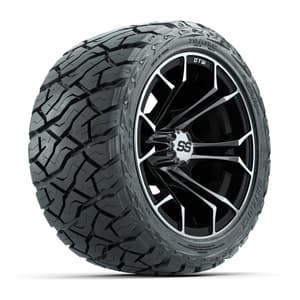 GTW Spyder Black/Machined 12 in Wheels with 215/40-R12 Maverick Low-Profile All-Terrain Tires – Full Set