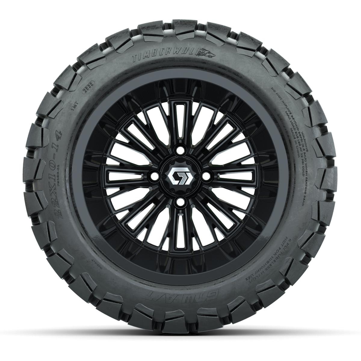 GTW&reg; Viper Gloss Black 14 in Wheels with 22X10-14 Timberwolf All-Terrain Tires - Full Set