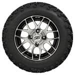 GTW Pursuit Machined/Black 12 Inch Wheels on 22x11-12 Sahara Classic All Terrain Tires - Full Set