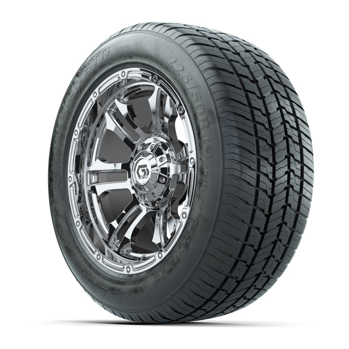 GTW&reg; Shogun Chrome 14 in Wheels with 255/50-R14 Fusion STR DOT Approved Street Tires - Full Set