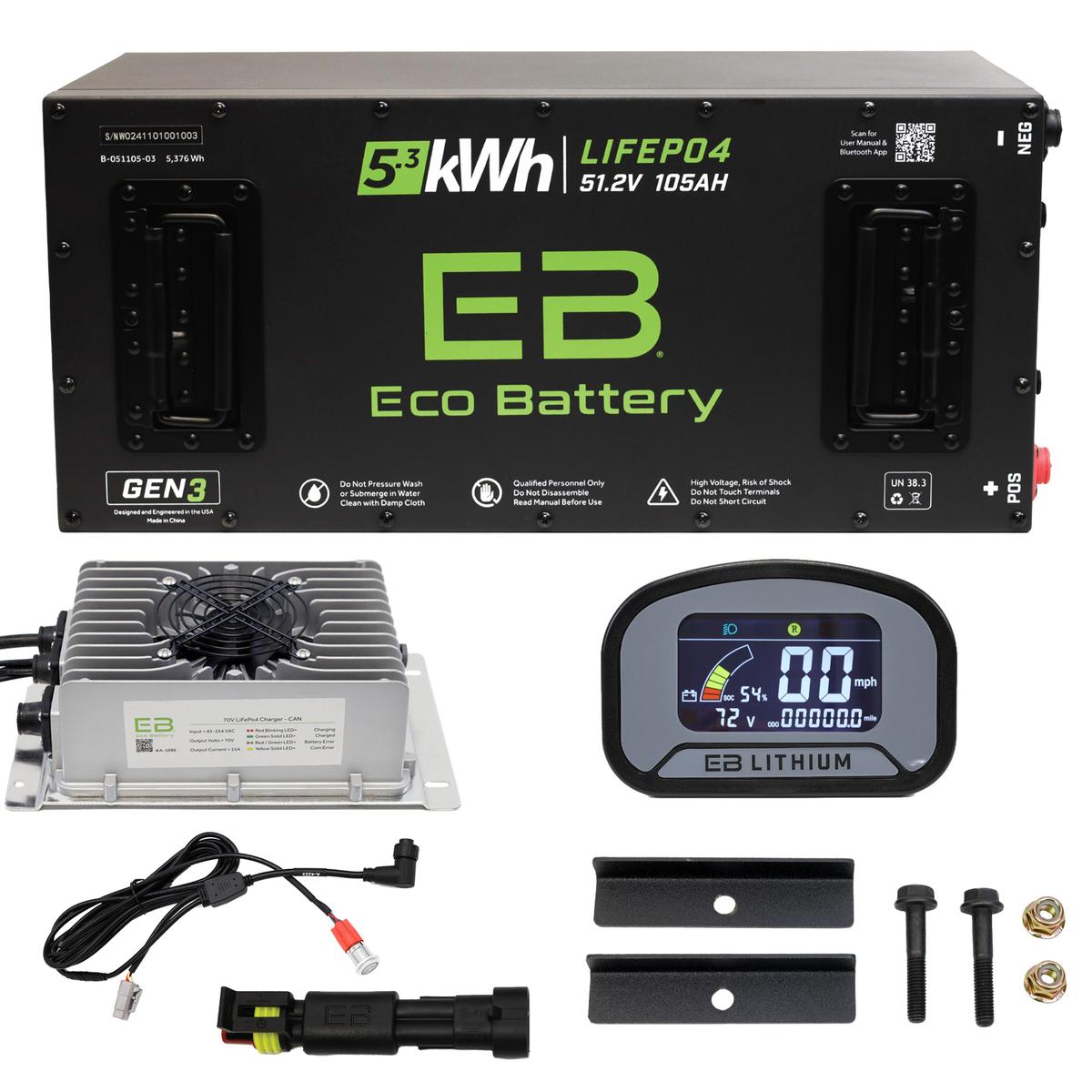 ICON EV 2017-2021 Eco Lithium 51v 105Ah GEN3 "Toyota MCU" Battery Bundle - Skinny