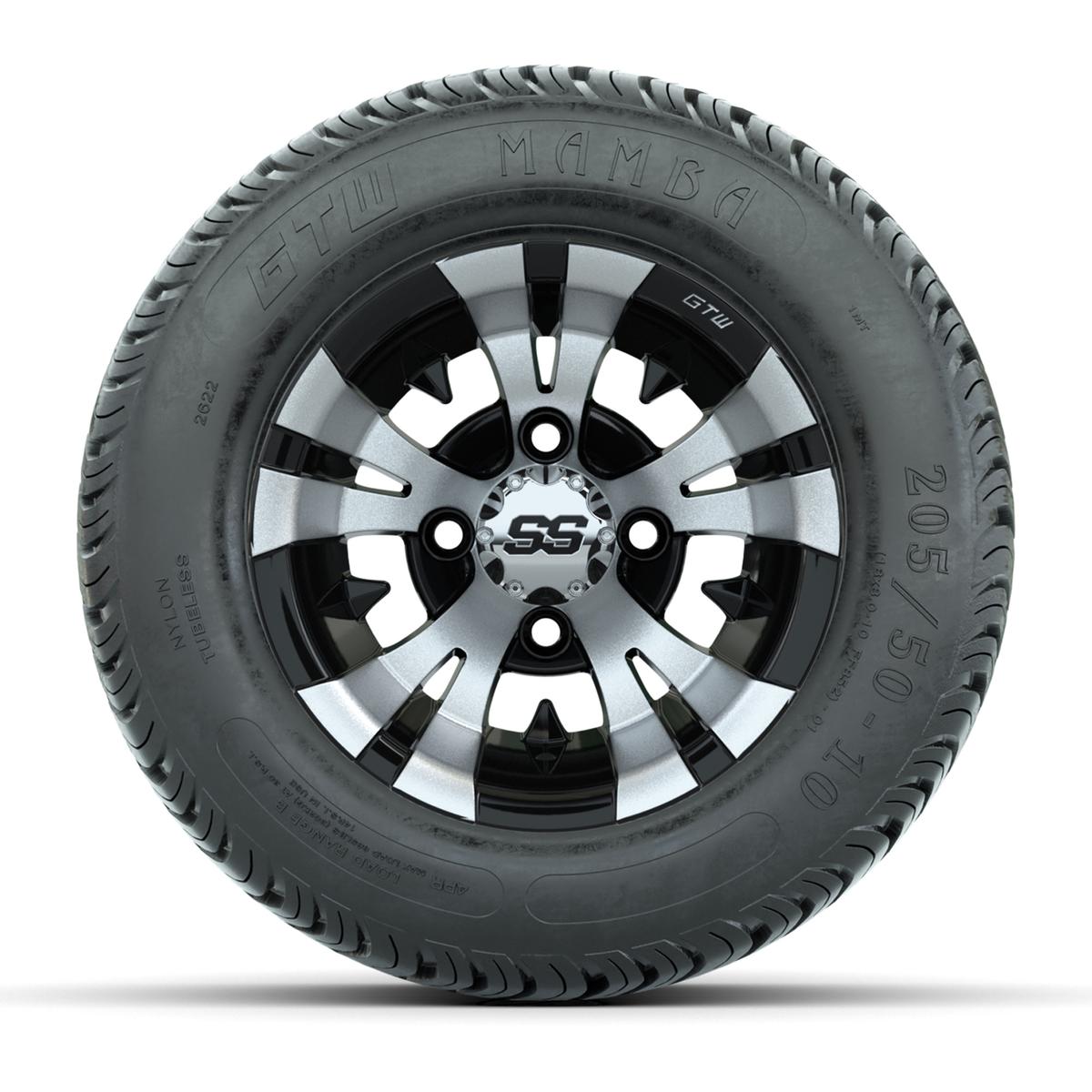 Set of (4) 10 in GTW Vampire Wheels with 205/50-10 GTW Mamba Street Tires