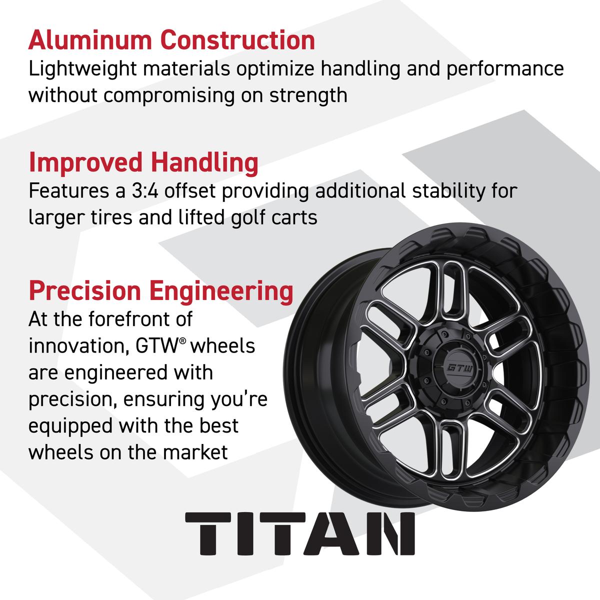 GTW Titan Black/Machined 14 in Wheels with 23x10.00-R14 Maverick All-Terrain Tires – Full Set