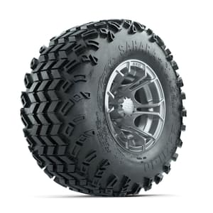 GTW Spyder Silver Brush 10 in Wheels with 22x11-10 Sahara Classic All Terrain Tires – Full Set