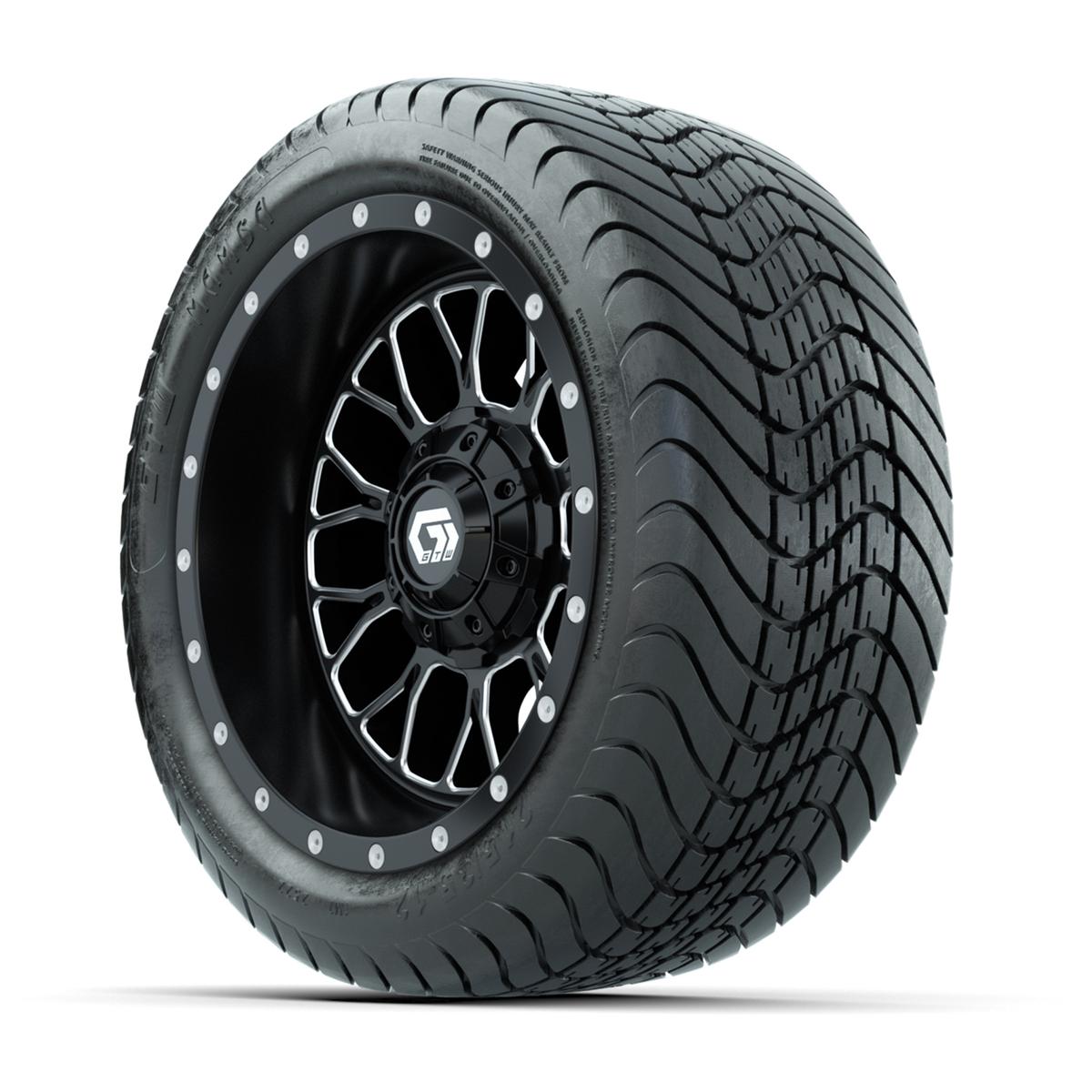 Set of (4) 12 in GTW® Helix Machined & Black Wheels with 215/35-12 Mamba Street Tires