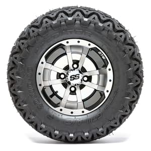 Set of 4 GTW 10in Storm Trooper Black and Machined Wheels with 20in Predator A-T Tires