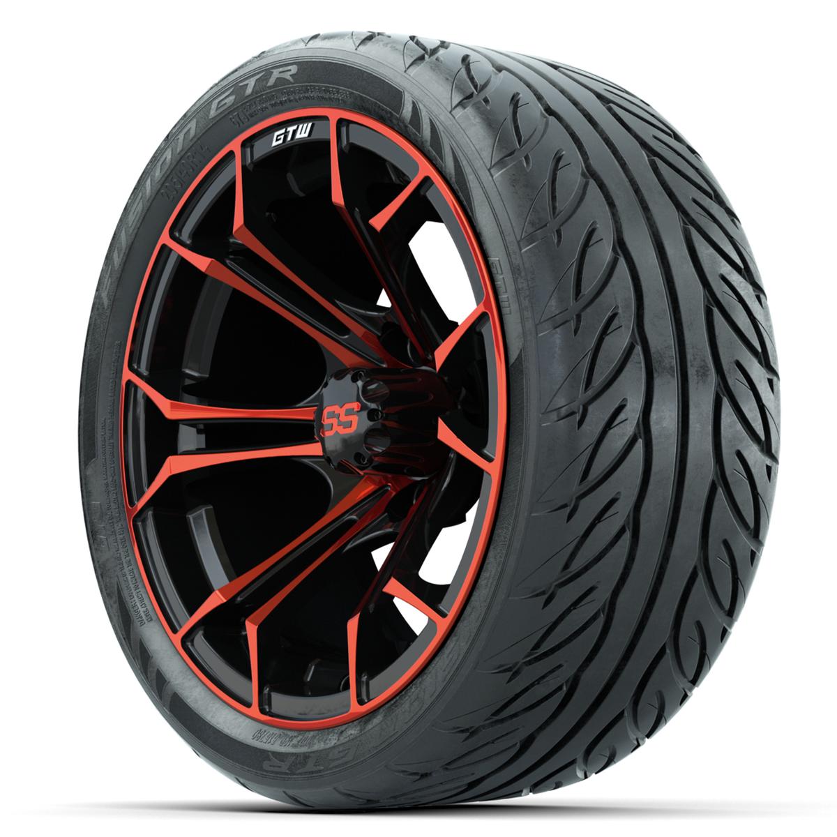 GTW Spyder Red/Black 14 in Wheels with 205/40-R14 Fusion GTR Street Tires – Full Set