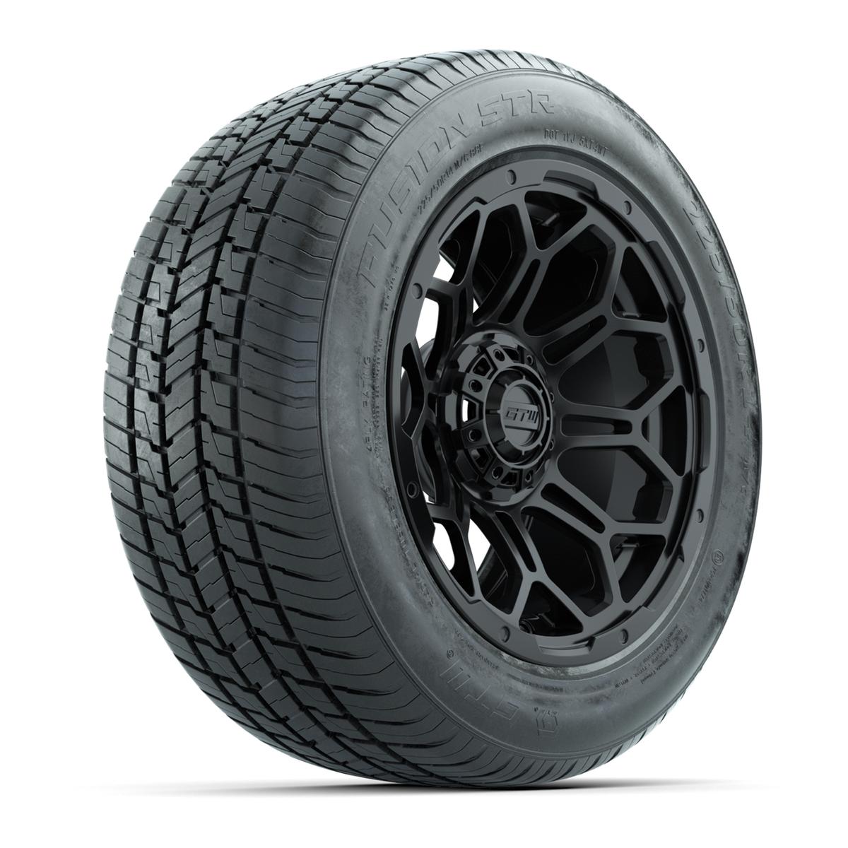 GTW&reg; Bravo Matte Black 14 in Wheels with 255/50-R14 Fusion STR DOT Approved Street Tires - Full Set