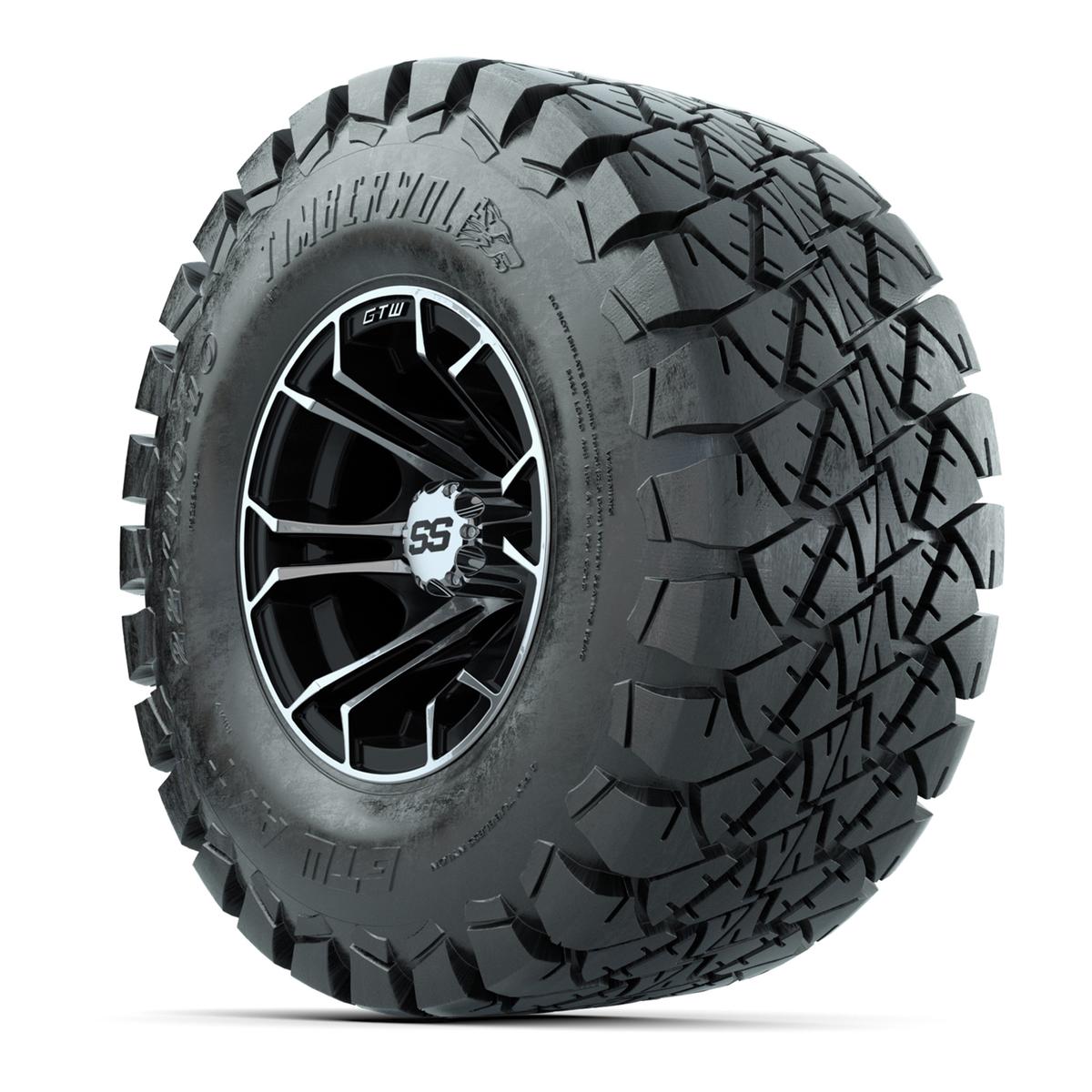 GTW Spyder Machined/Black 10 in Wheels with 22x10-10 Timberwolf All Terrain Tires – Full Set