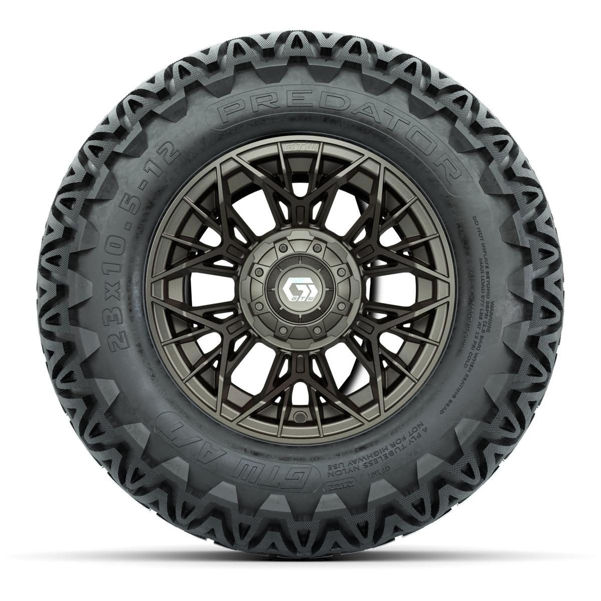 Set of (4) 12 in GTW® Stellar Matte Bronze Wheels with 23x10.5-12 Predator All-Terrain Tires