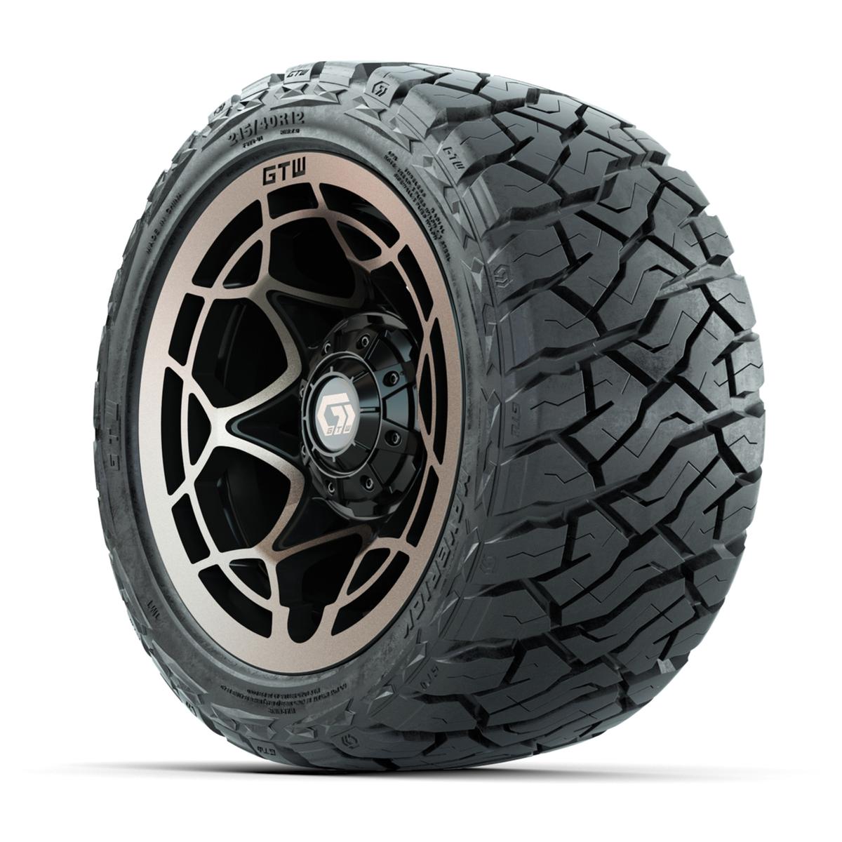 GTW Nexus Gloss Black/Bronze 12 in Wheels with 215/40-R12 Maverick Low-Profile All-Terrain Tires – Full Set