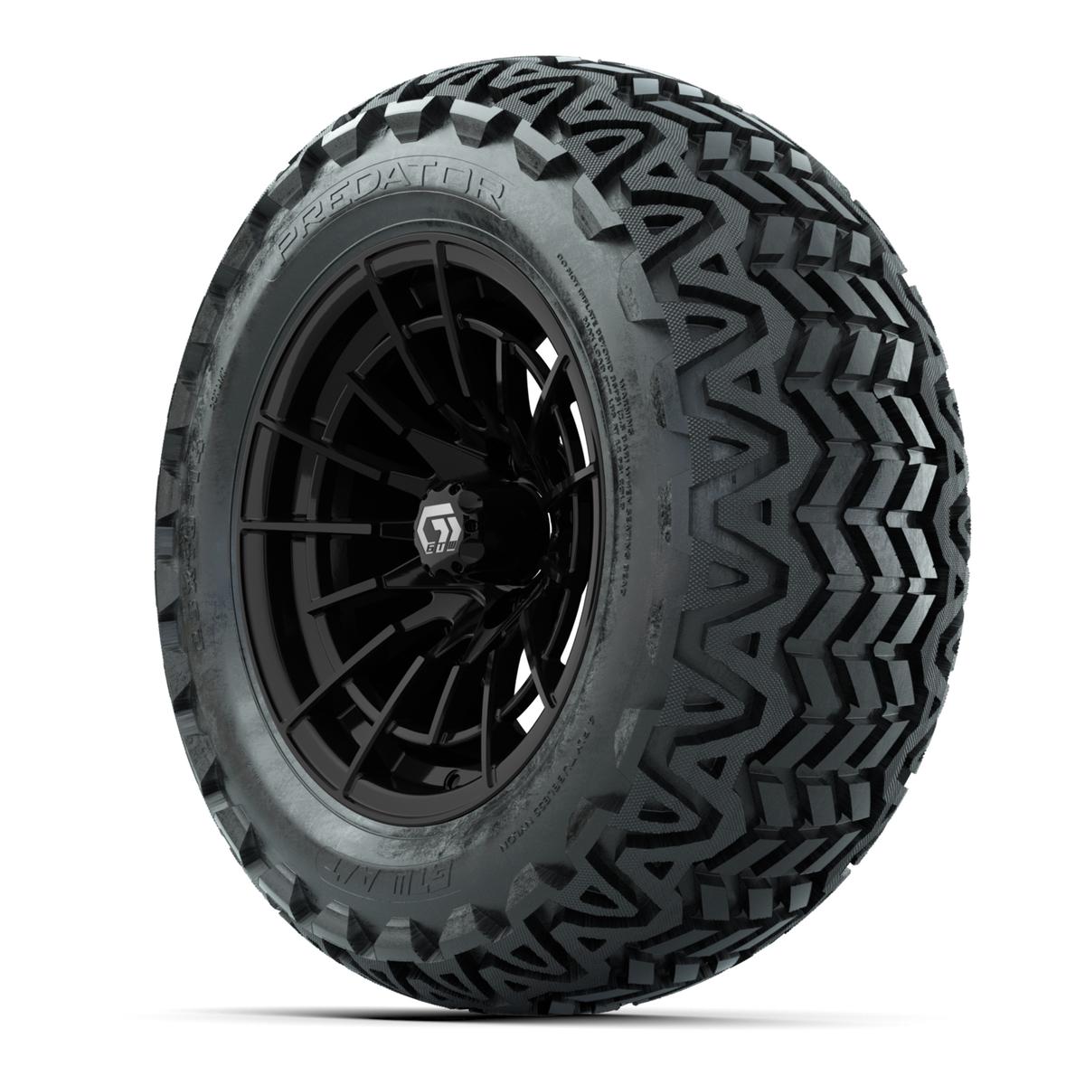 GTW® Boost Gloss Black 14 in Wheels with 23x10-14 Predator All-Terrain Tires – Full Set