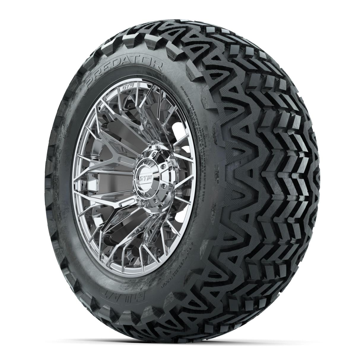 Set of (4) 14 in GTW® Stellar Chrome Wheels with 23x10-14 Predator All-Terrain Tires