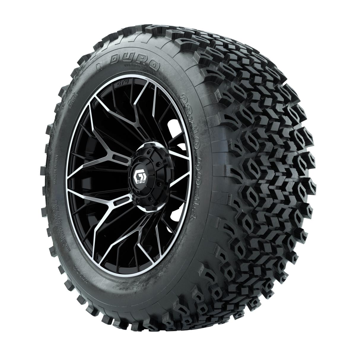 GTW Stellar Black/Machined 14 in Wheels with 23x10-14 Duro Desert All-Terrain Tires – Full Set