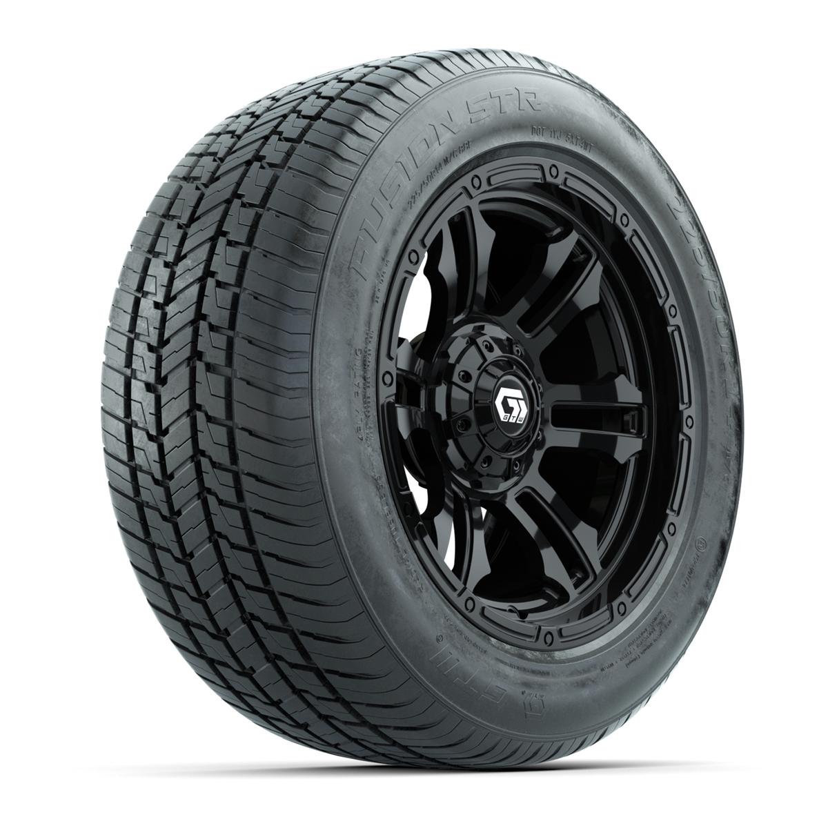 GTW&reg; Shogun Gloss Black 14 in Wheels with 255/50-R14 Fusion STR DOT Approved Street Tires - Full Set