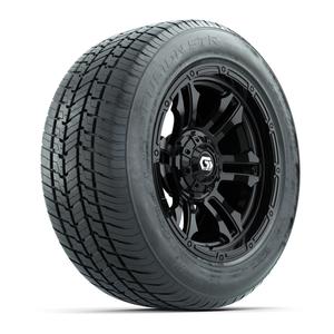 GTW&reg; Shogun Gloss Black 14 in Wheels with 255/50-R14 Fusion STR DOT Approved Street Tires - Full Set