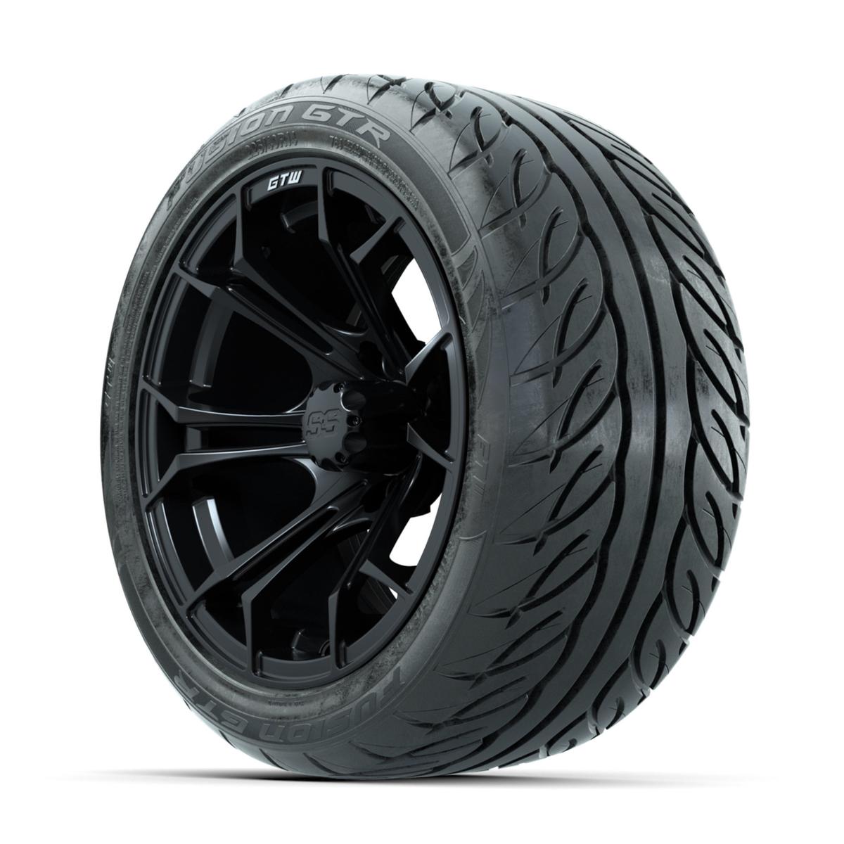 GTW Spyder Matte Black 14 in Wheels with 225/40-R14 Fusion GTR Street Tires – Full Set