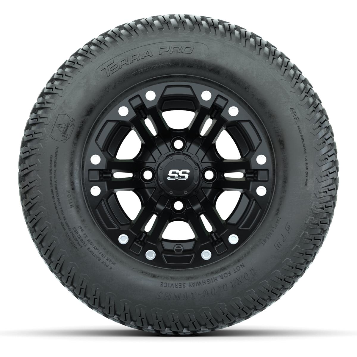 GTW Specter Matte Black 10 in Wheels with 20x10-10 S-Pattern Terra Pro Street Tires – Full Set