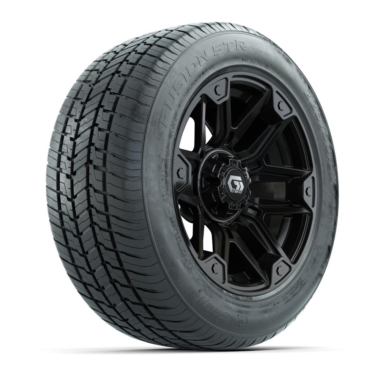 GTW&reg; Graffiti Gloss Black 14 in Wheels with 255/50-R14 Fusion STR DOT Approved Street Tires - Full Set