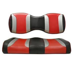 MadJax&reg; Tsunami Shockjet–Liquid Silver w/ Hot Rod Red Genesis 250/300 Rear Seat Covers