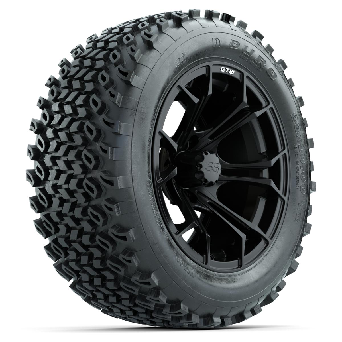 GTW Spyder Matte Black 14 in Wheels with 23x10-14 Duro Desert All-Terrain Tires – Full Set