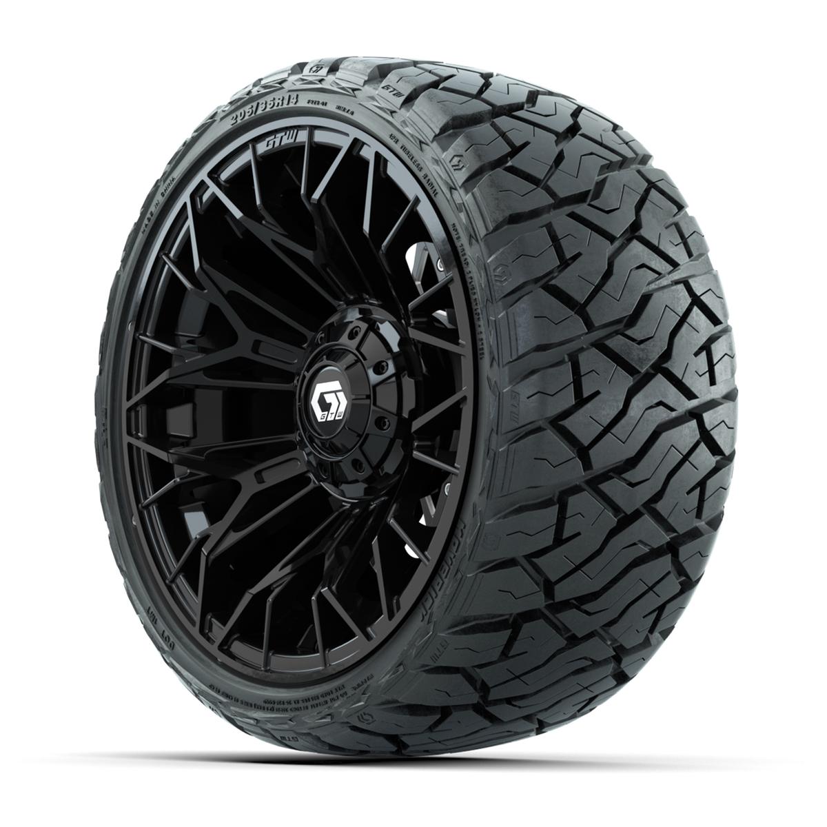GTW Stellar Black 14 in Wheels with 205/35-R14 Maverick Low-Profile All-Terrain Tires – Full Set