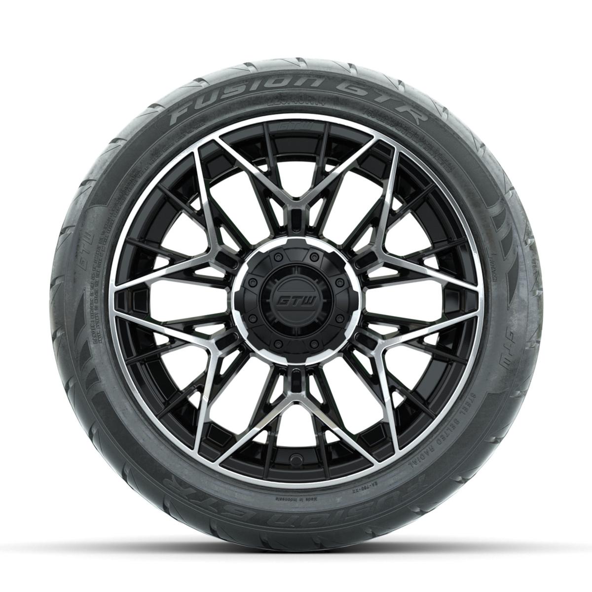GTW Stellar Machined/Black 14 in Wheels with 225/40-R14 Fusion GTR Street Tires – Full Set