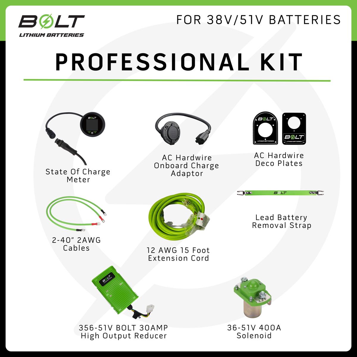 Bolt Energy EZGO TXT 48V Express 51V 105AH Thin Heated Professional Battery Kit