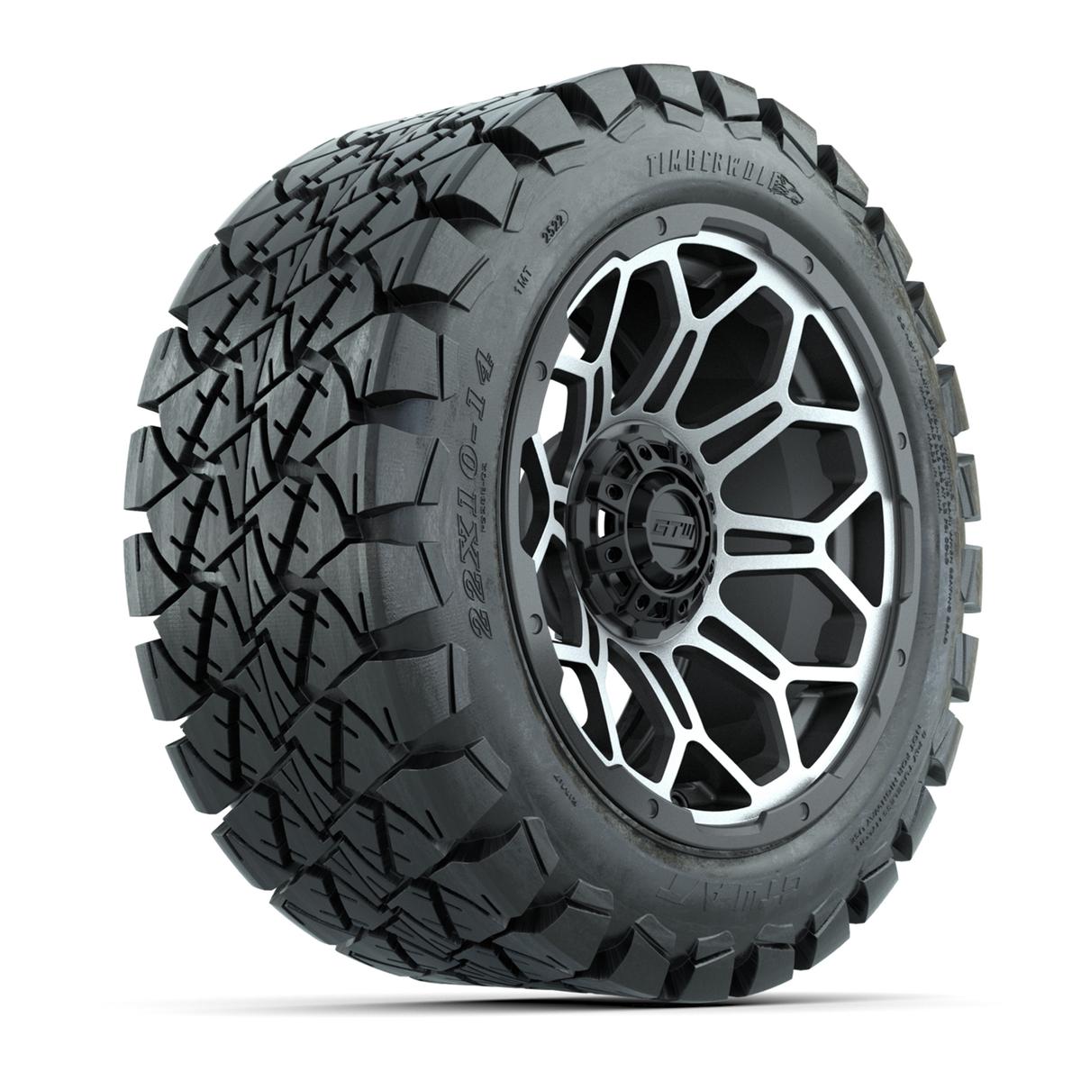 Set of (4) 14 in GTW Bravo Wheels with 22x10-14 GTW Timberwolf All-Terrain Tires
