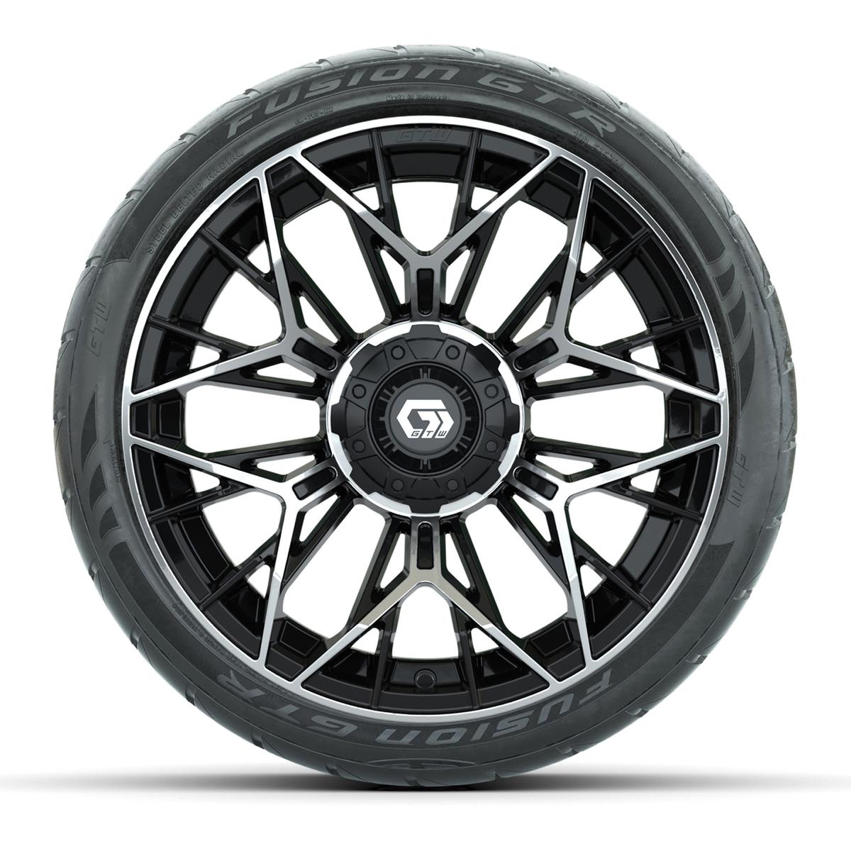 Set of (4) 15 in GTW® Stellar Machined & Black Wheels with 215/40-R15 Fusion GTR Street Tire