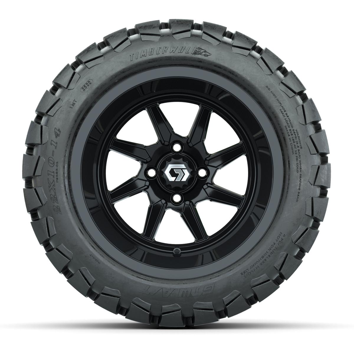 GTW&reg; Reaper Gloss Black 14 in Wheels with 22X10-14 Timberwolf All-Terrain Tires - Full Set
