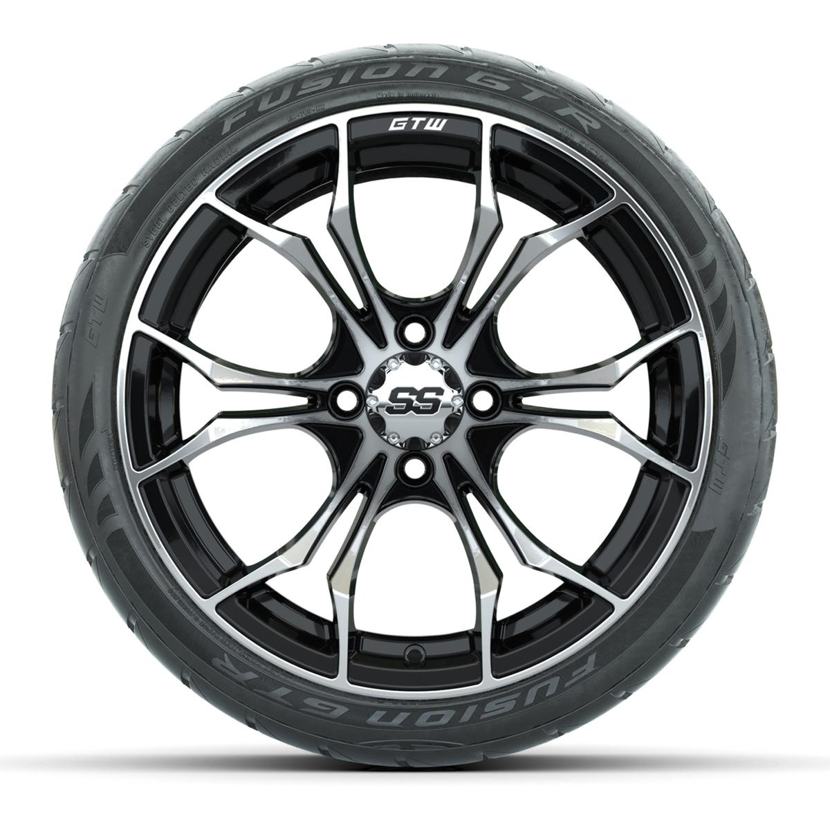 GTW Spyder Machined/Black 15 in Wheels with 215/40-R15 Fusion GTR Street Tires – Full Set