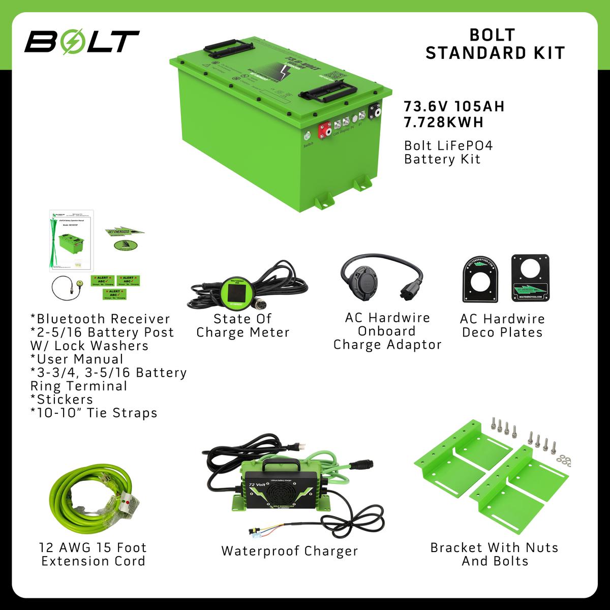 Bolt Energy 74V 105AH Heated Standard Accessory Battery Kit
